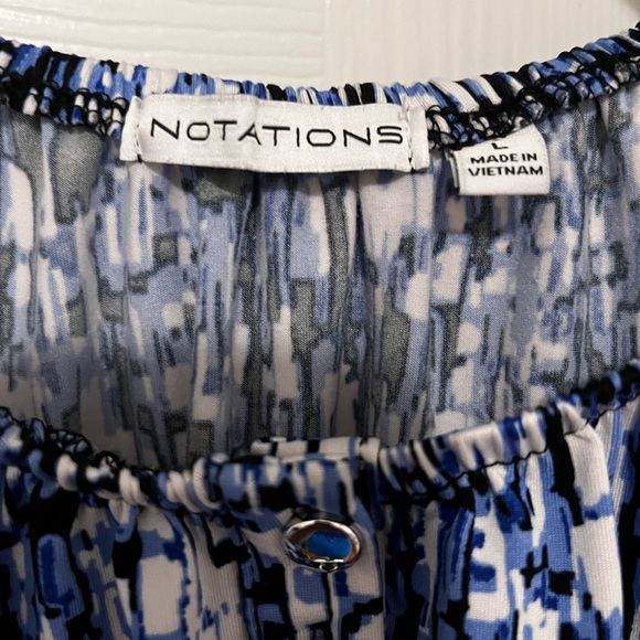 Notations Blue and Black Patterned Blouse - Picture 3 of 5